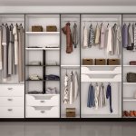 open closet, modern bedroom, closet storage
